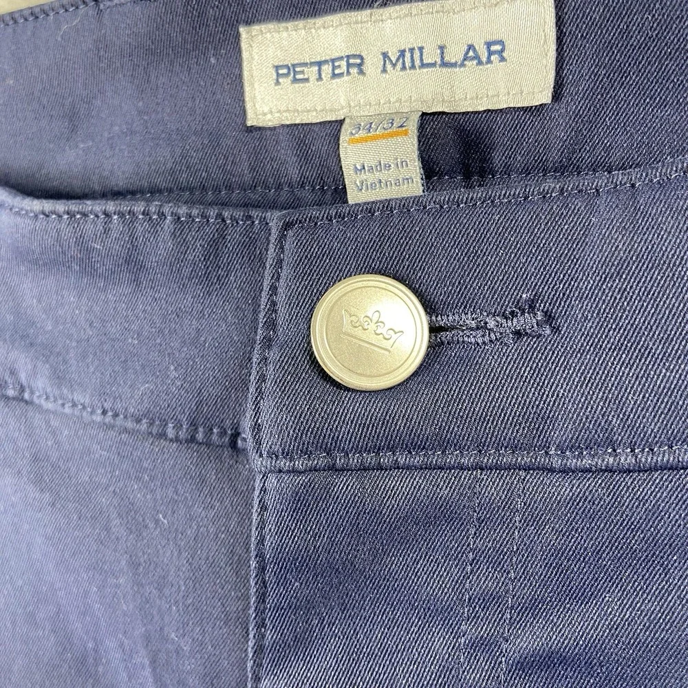 Peter Millar Pants Mens 34x32 Chino EB66 Classic Tapered Fit 5-Pocket Golf Blue